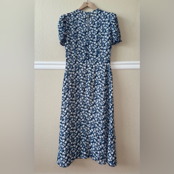 NEW WITH TAGS Reformation Lee Raquel Blue Floral Puff Sleeve Midi Dress Size 6 - Picture 2 of 16